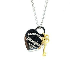 Inspired theme park sterling gold plated key heart necklace